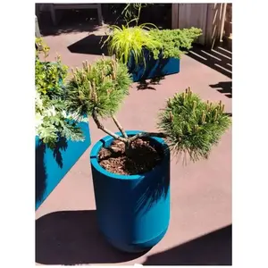 Riviera Bac a fleurs rond GRANIT TULIPE - Plastique - Diametre 50 cm - Bleu pas cher