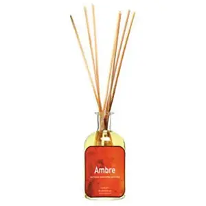 LAMPE DU PARFUMEUR Flacon senteur ambre 100 mL avec 7 bâton en bambou