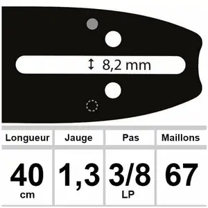 Comparateur de prix : Guide de tronçonneuse OZAKI Pro-Steel - 16"/40cm - Pas .325 - Jauge .050 (1,3mm)