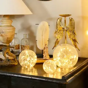 Lot de 3 boules en verre led blanc chaud, déco lumineuse à poser pas cher