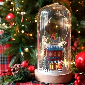 Cloche en verre led blanc chaud, 10 micro-led, déco de noël à poser pas cher