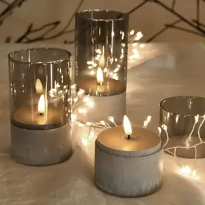 Lot de 3 bougies led effet flamme, blanc chaud, avec minuterie 6 h pas cher