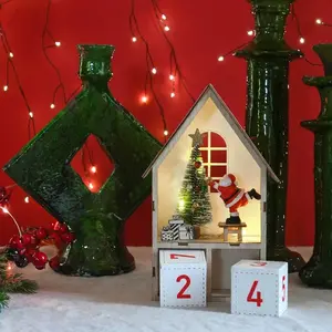 Calendrier de l’avent en bois avec led blanc chaud, style artisanal pas cher