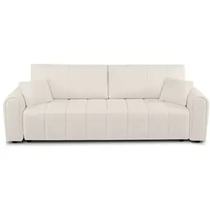 BAITA Canapé droit convertible giorgio 3 places tissu bouclette grège pas cher