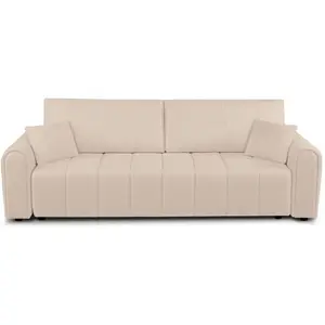 BAITA Canapé droit convertible giorgio 3 places tissu bouclette taupe pas cher