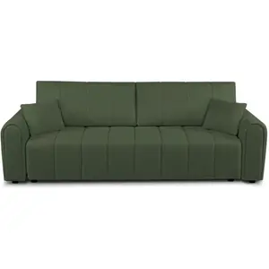 BAITA Canapé droit convertible giorgio 3 places tissu bouclette vert kaki pas cher