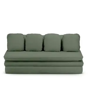 BAITA Banquette convertible noma 3 places tissu bouclette vert kaki pas cher