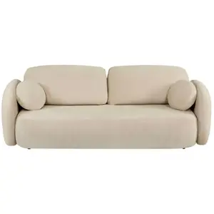BAITA Canapé droit convertible carlotta 3 places tissu bouclette grège pas cher