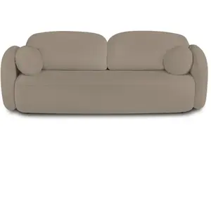 BAITA Canapé droit convertible carlotta 3 places tissu bouclette taupe pas cher