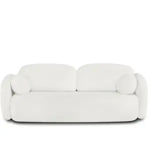 BAITA Canapé droit convertible carlotta 3 places tissu chenille écru pas cher