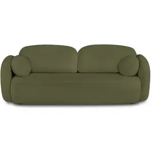 BAITA Canapé droit convertible carlotta 3 places tissu chenille vert kaki pas cher