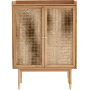 Drawer Baita Buffet haut 2 portes en bois et cannage L90cm - Bois clair - bombong pas cher