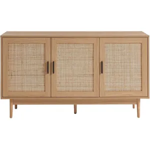 BAÏTA - Buffet Amana Effet chêne et cannage rotin 133cm pas cher