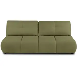 Canapé droit convertible tasca 3 places tissu bouclette vert olive