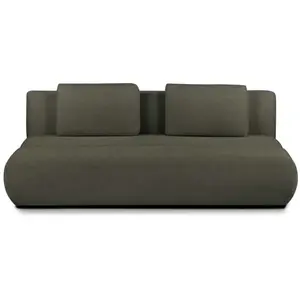 BAITA Canapé droit convertible pio 3 places tissu bouclette vert kaki pas cher