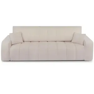 BAITA Canapé droit convertible belem 3 places tissu chenille grège pas cher