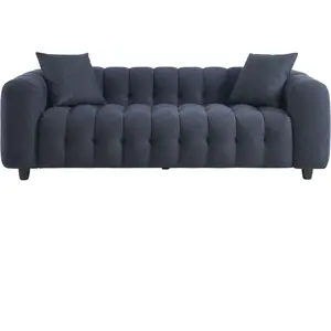 BAITA Canapé droit TOBI en tissu bleu fixe 3 places pas cher