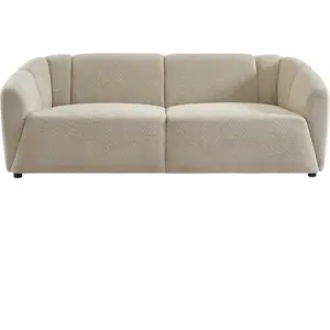 Baita Canapé droit en tissu bouclette 3 places beige pas cher