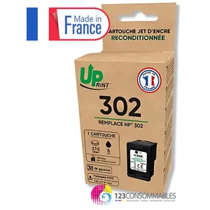 UPRINT Cartouche d'encre remanufacturée HP 302 noire Remplace F6U66AE ...