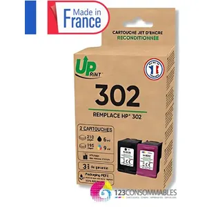UPRINT Pack de 2 cartouches d'encre remanufacturées UPRINT HP 302 noir...