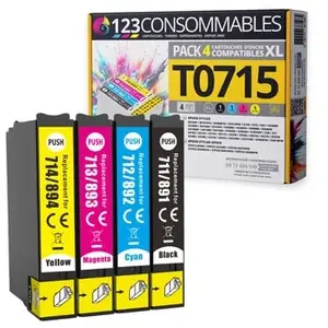Comparateur de prix : 123CONSOMMABLES - T0715 - Pack pour Epson T0715 T0711 T0712 T713 T0714 - cartouc