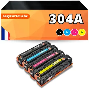 Comparateur de prix : 123CONSOMMABLES Pack de 4 toners compatible HP 304A (BK+C+-M+Y)