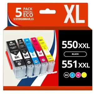 Comparateur de prix : 123CONSOMMABLES - PGI550/CLI551 XL - Cartouches encre compatible avec Canon 550