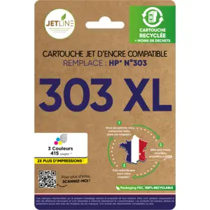 Cartouche d'encre compatible 3 couleurs 303 XL JETLINE pas cher