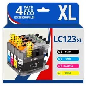 Comparateur de prix : 123CONSOMMABLES - LC123 - Pack 4 Cartouches Compatibles avec Brother LC123XL pou