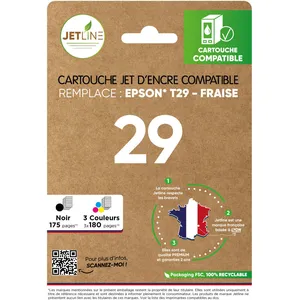 Pack De Cartouches Jet D'encre - 29 - Noir + Couleurs Jetline - Le Pac... pas cher