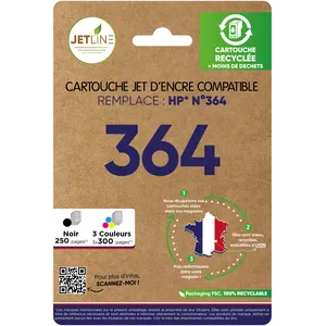 Pack De Cartouches Jet D'encre - 364 - Noir + Couleurs Jetline - Le Pa... pas cher