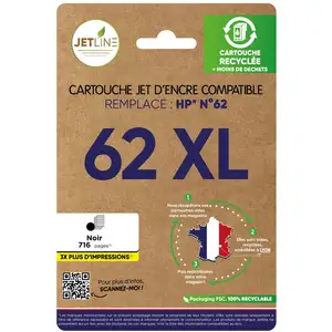 Cartouche Jet D'encre - 62 Xl - Noir Jetline - La Cartouche De Jet D'e... pas cher