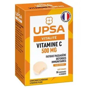 Comparateur de prix : UPSA Vitamine C 500mg sans Sucres 30 comprimés à croquer