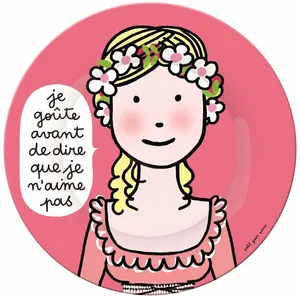 Assiette à dessert bébé petit jour princesse ''je goûte avant de dire...'' 20 cm pas cher