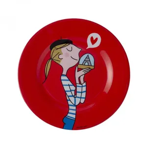 Soledad Petit Jour - ASSIETTE À DESSERT PARISIENNE ROUGE Ø20cm  MELAMINE pas cher