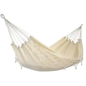 Hamac suspendu Traditionnel Kocon écru à franges 340 x 140 cm Jobek pas cher