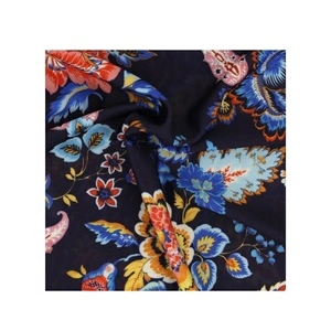 sperenza Tissu jersey fleuri sur fond marine vendu au mètre(...) - print004 pas cher
