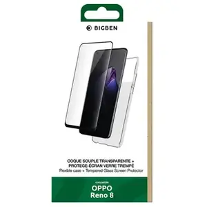 Comparateur de prix : Pack BIGBEN CONNECTED Oppo Reno 8 Coque + Verre trempé 2.5D TU