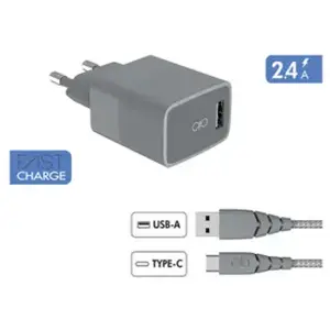 Comparateur de prix : Chargeur secteur Force Power USB A + Câble USB C 1.2m Recycle Gris