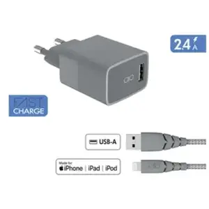 Comparateur de prix : Chargeur secteur Force Power USB A + Câble Lightning 1.2m Recycle Gris