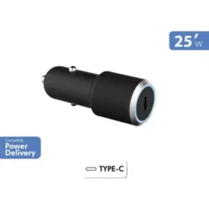 BIGBEN connected Force Power Lite - Adaptateur d'alimentation pour voiture - 100 % plastique recyclé, garantie à vie - 25 Watt - PD (24 pin USB-C) - noir