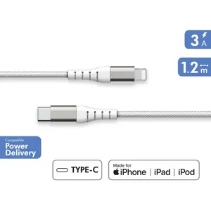 Comparateur de prix : Câble Lightning FORCE POWER vers USB-C Renforcé 1.2m Recyclé Blanc