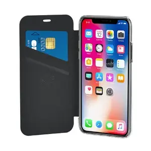 Folio iPhone XR avec Coque Transparente Fonction Stand Noir Bigben