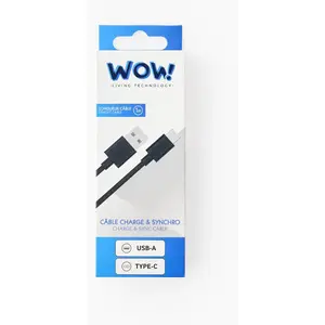 Bigben Connected WOW - Câble USB - USB (M) pour USB-C (M) - 3 A - 1 m - noir