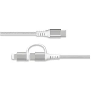 Câble 2 en 1 USB-C/Lightning MFi vers USB-C 3A PD 60W Renforcé 1,2m Force Power Blanc