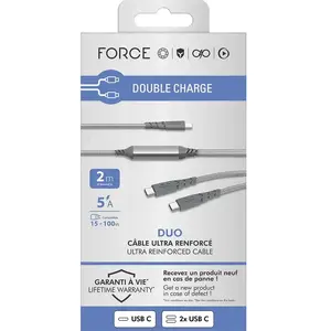 Comparateur de prix : Câble USB C/USB C - FORCE POWER - 2m - 100W - Gris - Garantie à vie