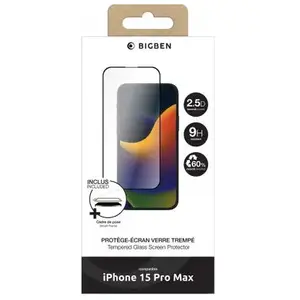 Comparateur de prix : Protège écran 2.5D iPhone 15 Pro Max + SmartFrame  Bigben TU