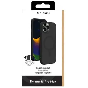 Comparateur de prix : Coque iPhone 15 Pro Max Compatible MagSafe Silicone Noire Bigben TU