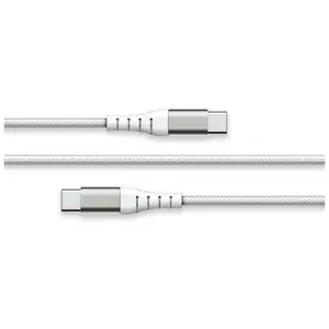 Force Power Câble USB-C vers USB-C 3A Renforcé Réversible Charge et Synchronisation 2m Blanc
