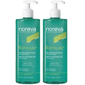 Comparateur de prix : Gel moussant doux Exfoliac - NOREVA - Lot de 2 x 400ml - Nettoie et purifie la peau
